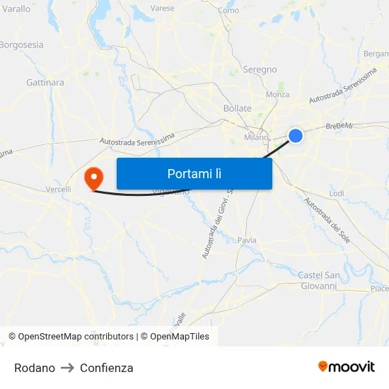 Rodano to Confienza map