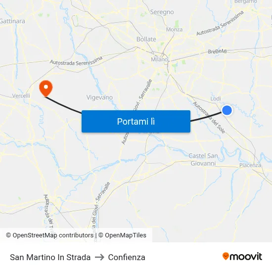 San Martino In Strada to Confienza map