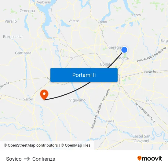 Sovico to Confienza map