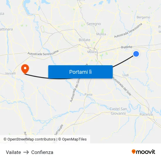 Vailate to Confienza map