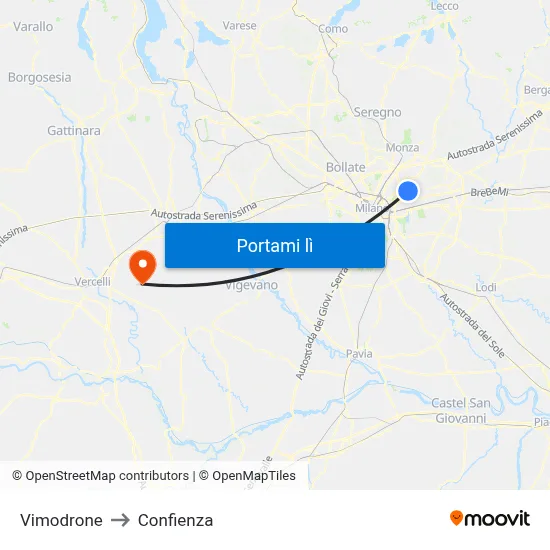 Vimodrone to Confienza map