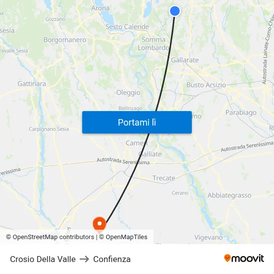 Crosio Della Valle to Confienza map