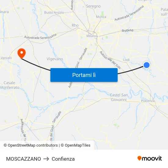 MOSCAZZANO to Confienza map