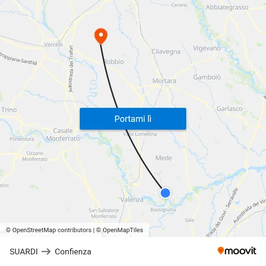 SUARDI to Confienza map