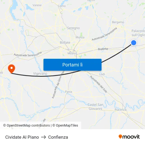 Cividate Al Piano to Confienza map