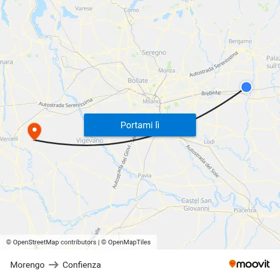 Morengo to Confienza map