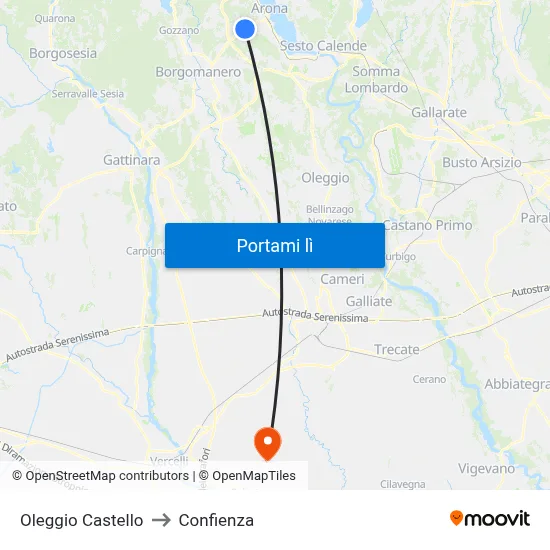 Oleggio Castello to Confienza map