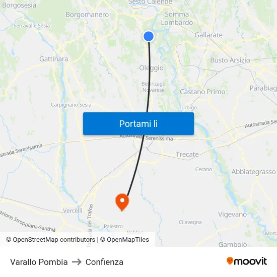 Varallo Pombia to Confienza map