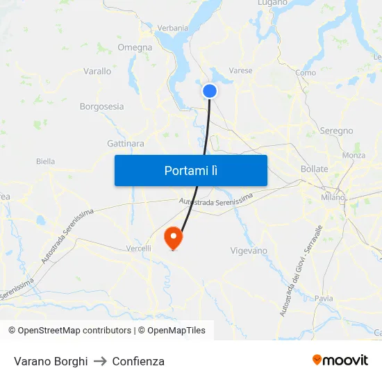 Varano Borghi to Confienza map
