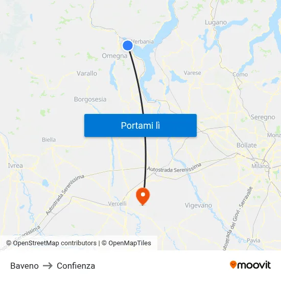 Baveno to Confienza map