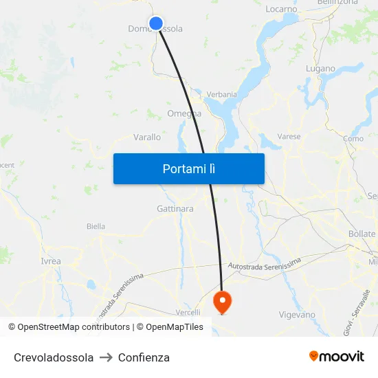 Crevoladossola to Confienza map
