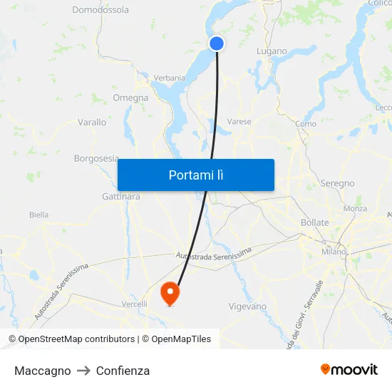 Maccagno to Confienza map