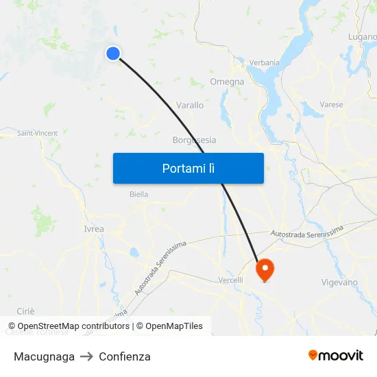 Macugnaga to Confienza map