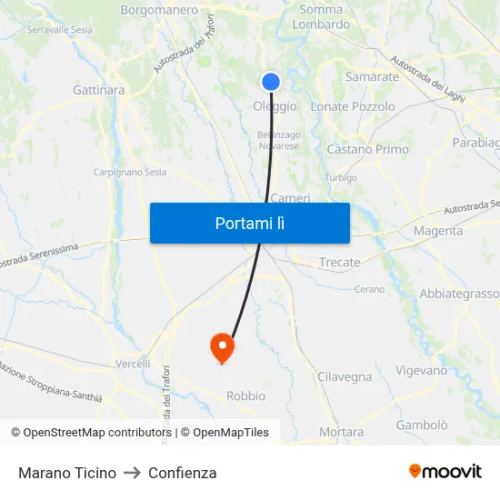 Marano Ticino to Confienza map