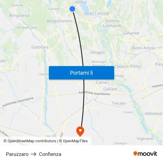 Paruzzaro to Confienza map