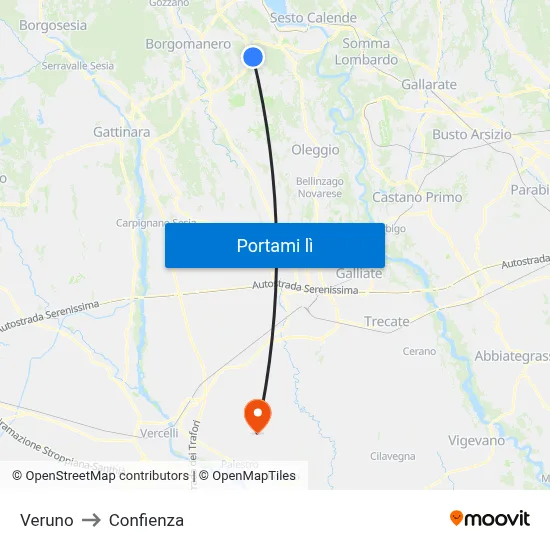 Veruno to Confienza map