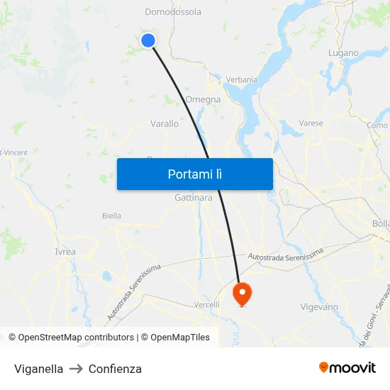 Viganella to Confienza map