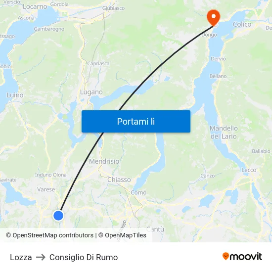 Lozza to Consiglio Di Rumo map