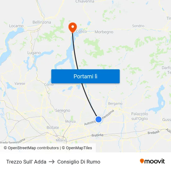 Trezzo Sull' Adda to Consiglio Di Rumo map