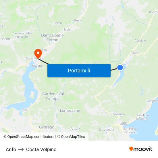Anfo to Costa Volpino map