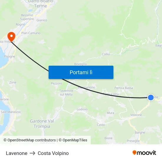Lavenone to Costa Volpino map