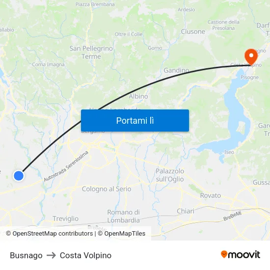 Busnago to Costa Volpino map