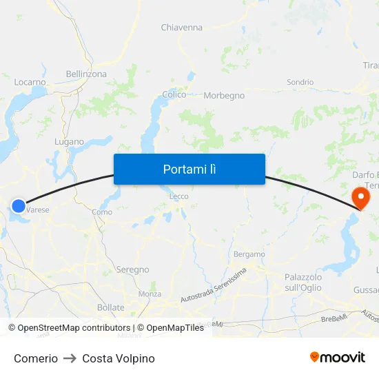 Comerio to Costa Volpino map