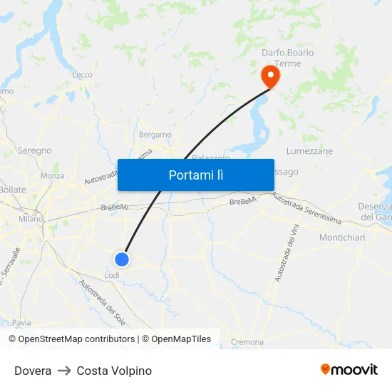 Dovera to Costa Volpino map