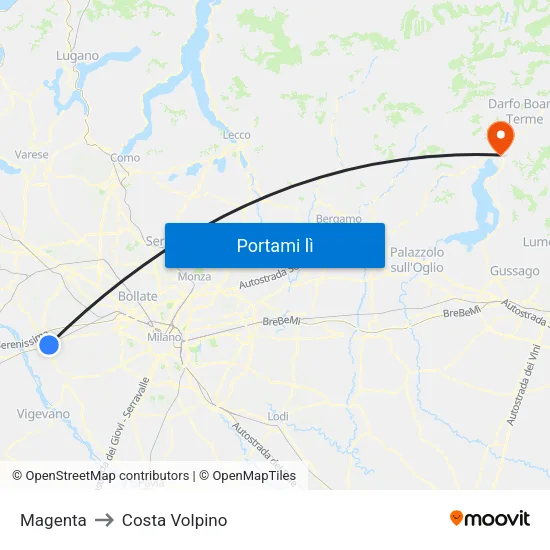 Magenta to Costa Volpino map