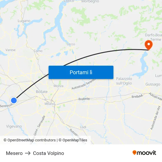 Mesero to Costa Volpino map