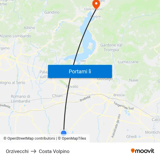 Orzivecchi to Costa Volpino map
