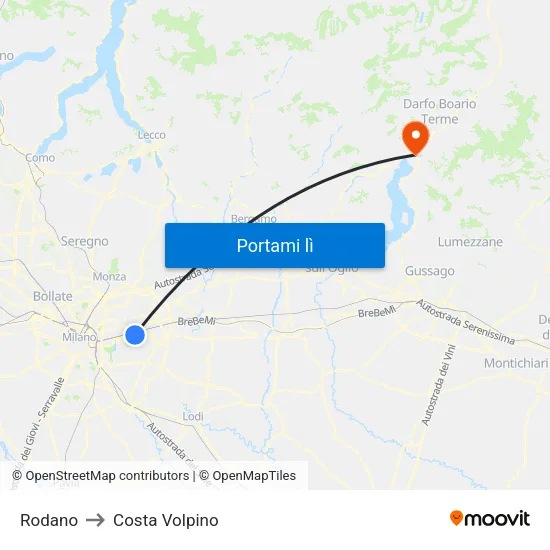 Rodano to Costa Volpino map