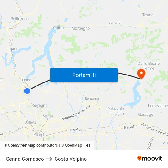 Senna Comasco to Costa Volpino map