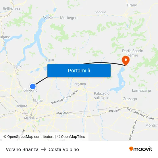 Verano Brianza to Costa Volpino map