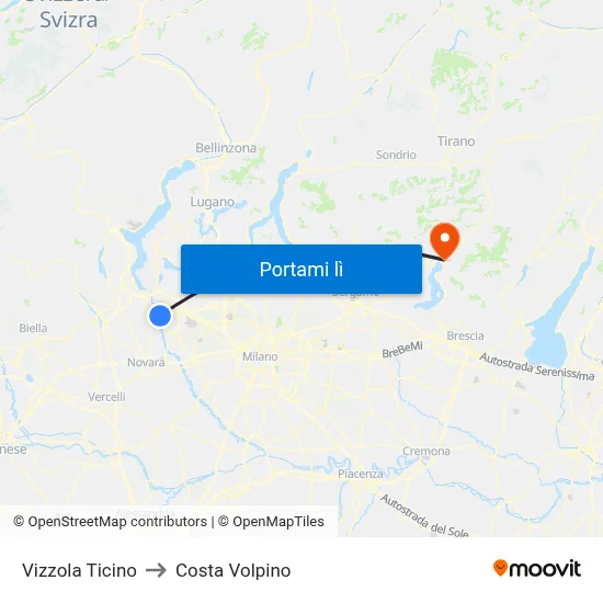 Vizzola Ticino to Costa Volpino map