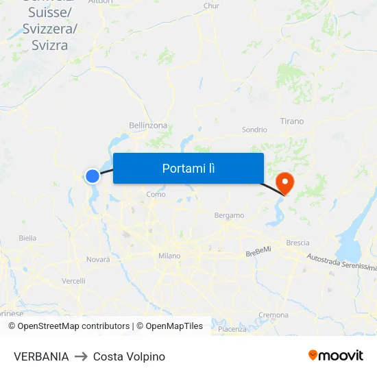 VERBANIA to Costa Volpino map