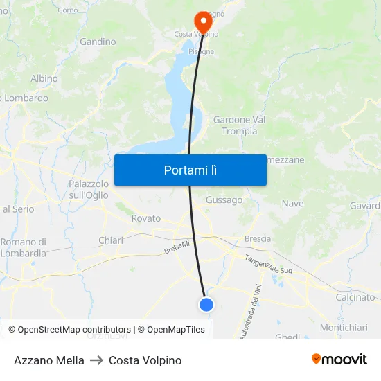 Azzano Mella to Costa Volpino map