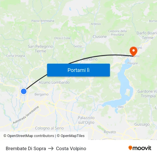 Brembate Di Sopra to Costa Volpino map