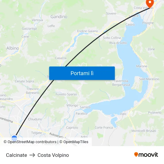 Calcinate to Costa Volpino map