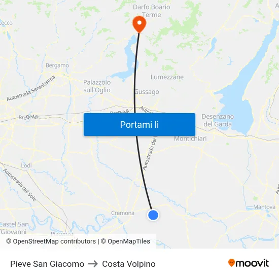 Pieve San Giacomo to Costa Volpino map