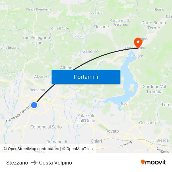 Stezzano to Costa Volpino map