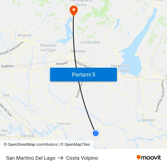 San Martino Del Lago to Costa Volpino map