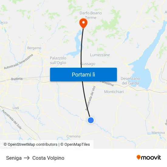 Seniga to Costa Volpino map