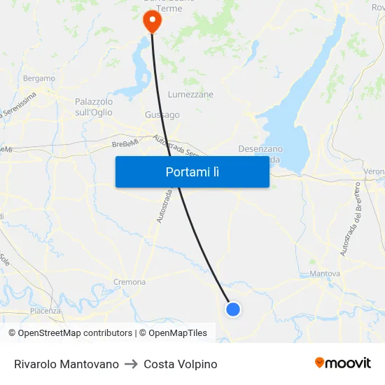 Rivarolo Mantovano to Costa Volpino map