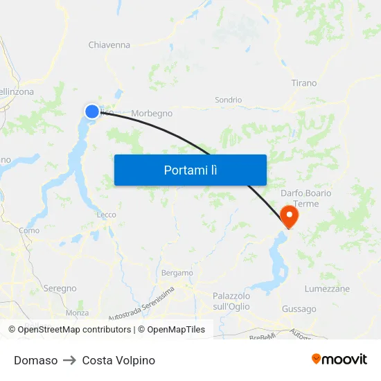 Domaso to Costa Volpino map