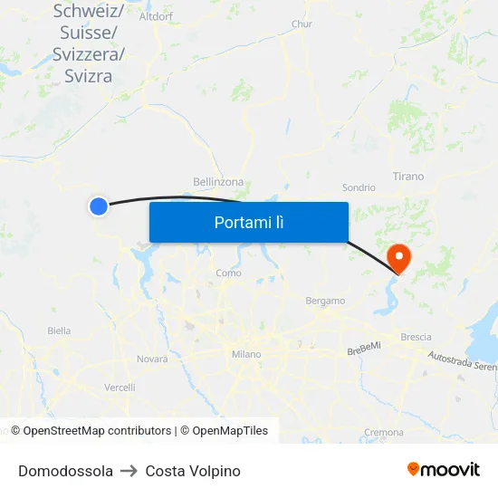 Domodossola to Costa Volpino map