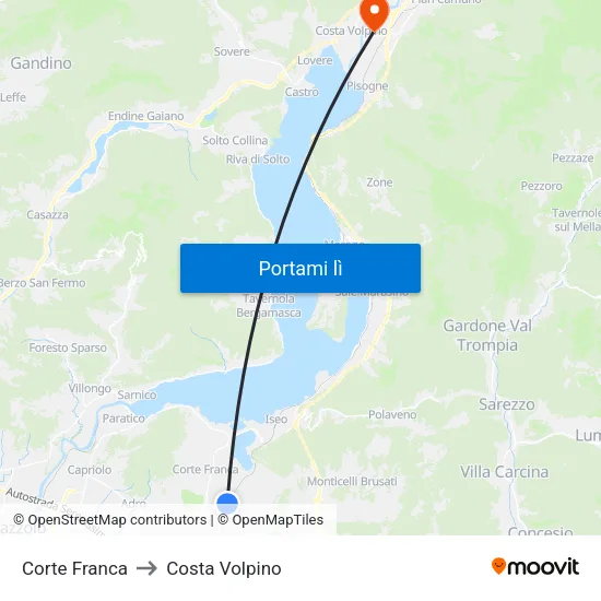Corte Franca to Costa Volpino map