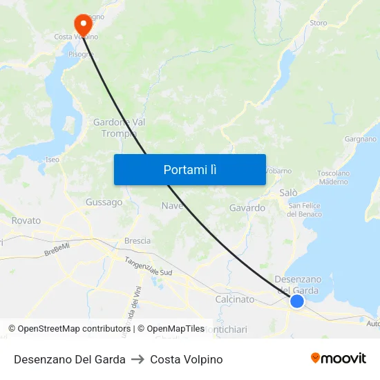 Desenzano Del Garda to Costa Volpino map