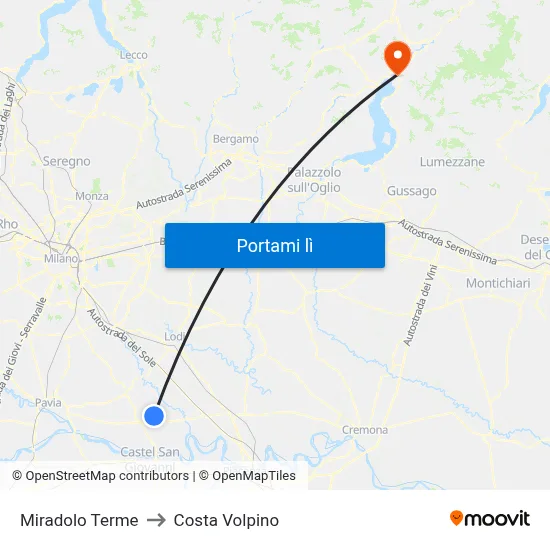 Miradolo Terme to Costa Volpino map