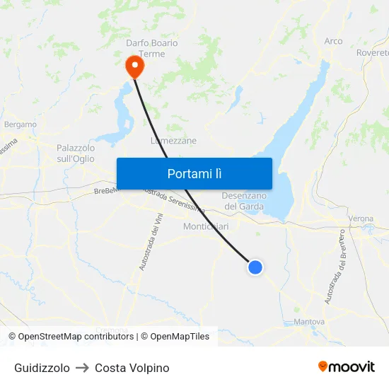 Guidizzolo to Costa Volpino map